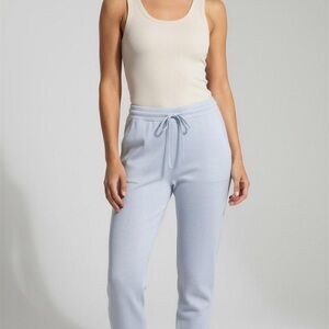 ST. JOHN WOMEN'S KNIT METALLIC SILVER JOGGER PANTS XL Shimmer NWT $695 auth